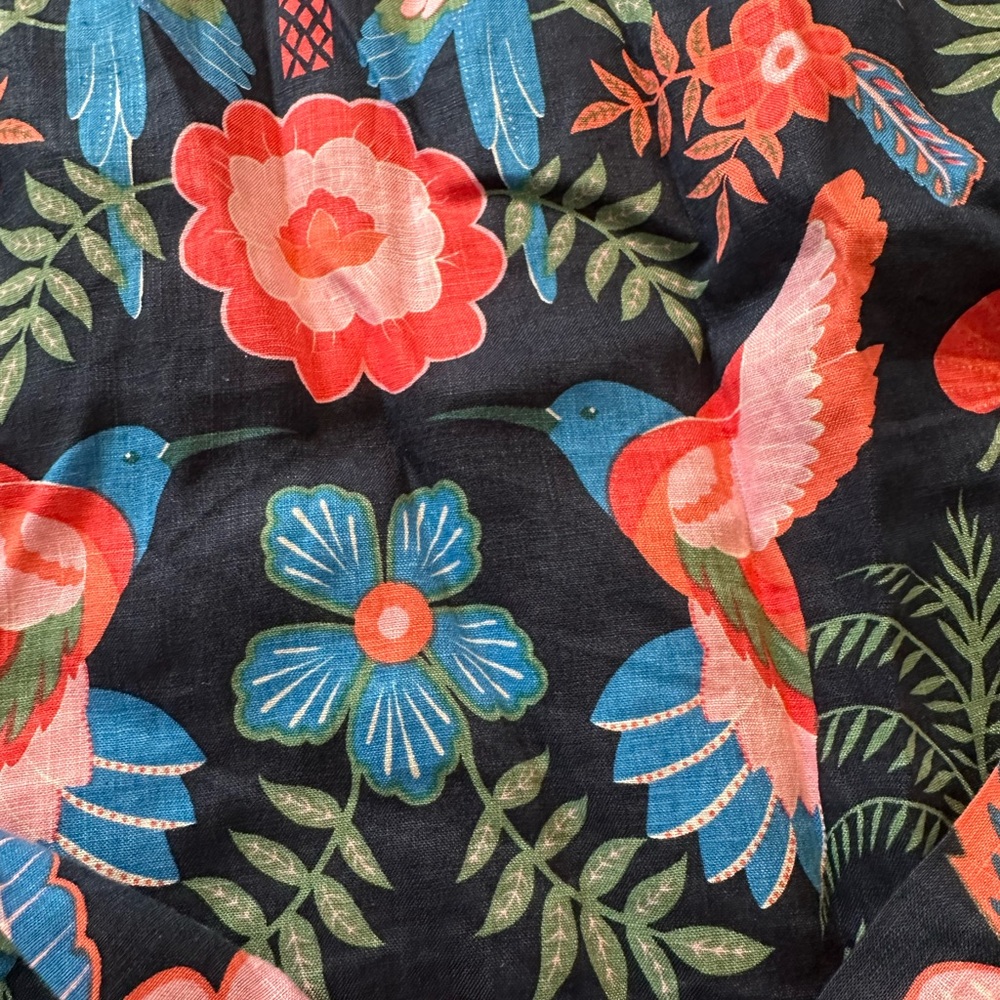 Boden 100% Linen Tropical Bird Print Dress XL 16-18 NWT - Picture 2 of 9